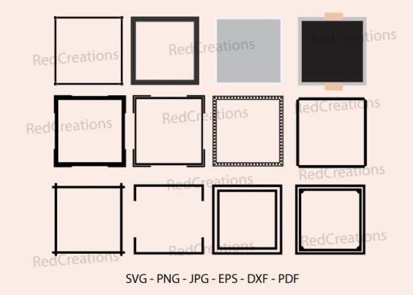 12 Square Frame SVG Bundle, Decorative Graphics for Crafts