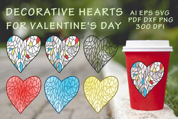 6 Decorative Hearts for Valentine’s Day Graphics & Crafts