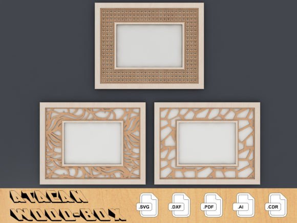 Decorative Frame Set: Rattan Cane Graphics for Crafts