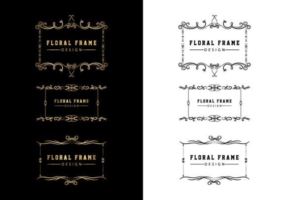 Elegant Decorative Black Floral Frame: Graphics & Decorative Elements