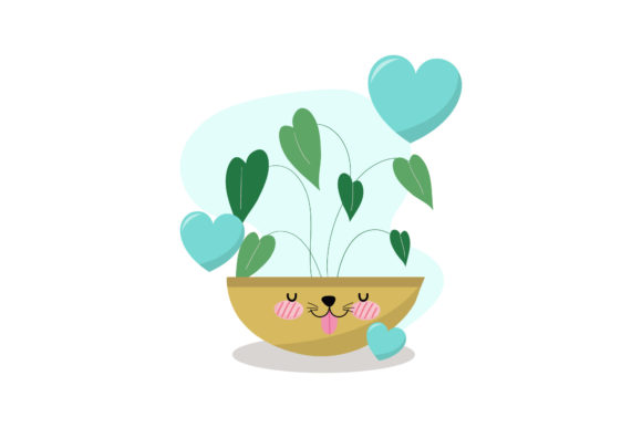 Love Blue Kawaii Decorative Plants Graphics & Icons