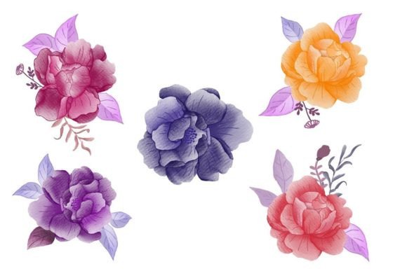 Watercolor Wild Decorative Floral Design: Graphics & Graphic Templates